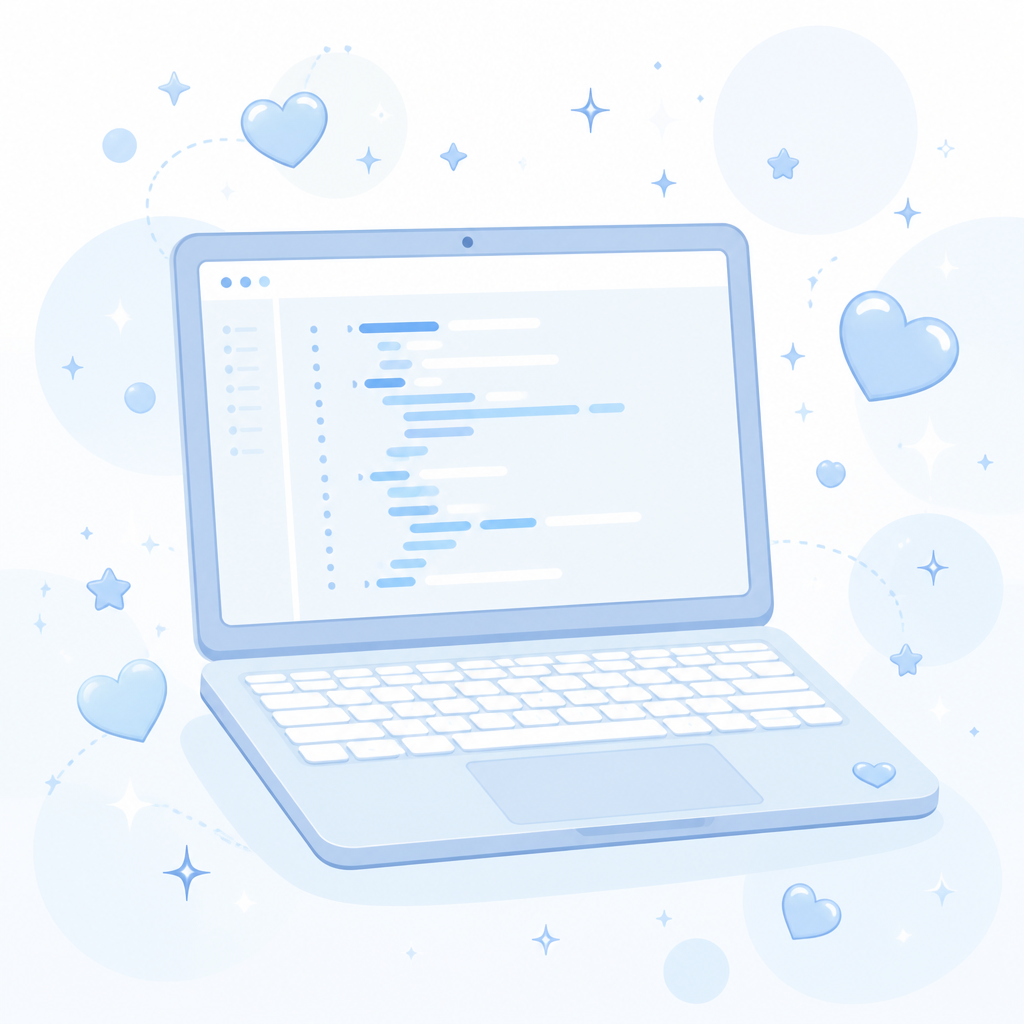 Cute light blue laptop illustration